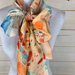 Water Marbled Silk Scarf